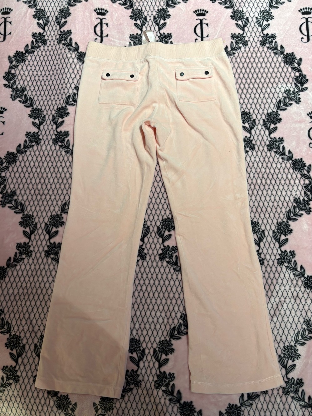 Guess Baby Pink Velour Yoga Pants | Y2K Low Rise Flare Lounge Pants